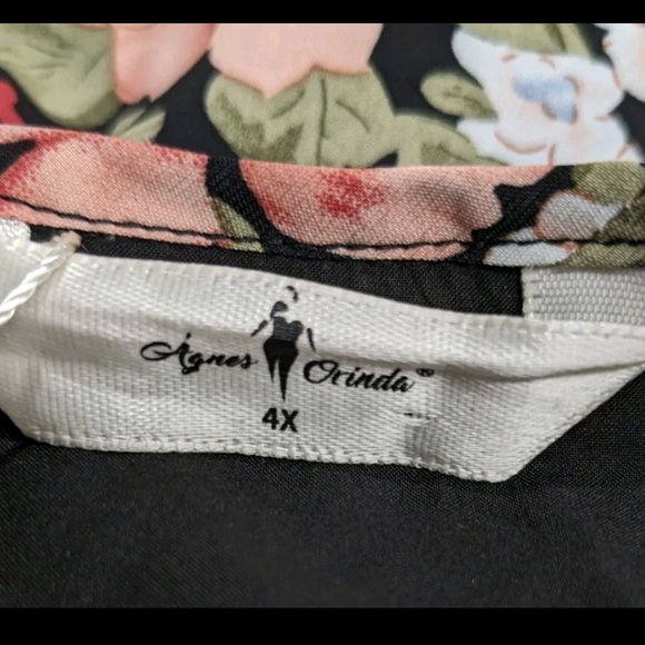 NWT Agnes Orinda Summer Tie Neck Floral Print Babydoll Dress 4X - Picture 5 of 16